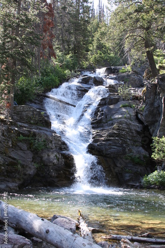 waterfall into a pond
