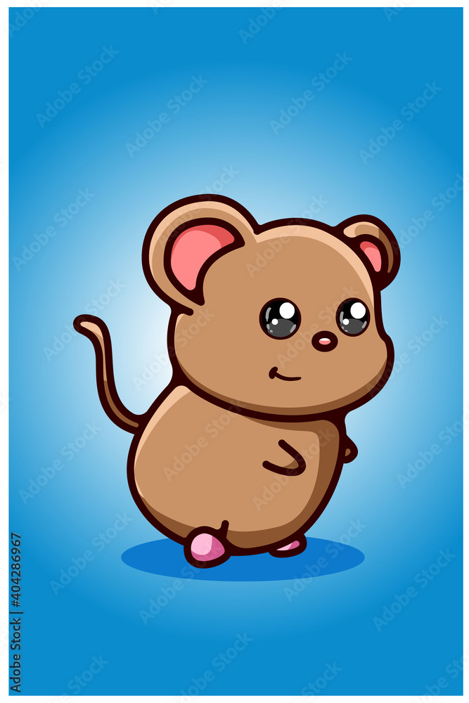 Fototapeta premium The small brown mouse illustration