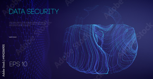 Data Security Binary Lock. Encryption code computer firewall concept. Alarm locks server data. Asian it support vector illustration.