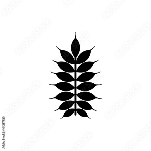Grain Ear Seed, Spike Wheat, Rye Spica. Flat Vector Icon illustration. Simple black symbol on white background. Grain Ear Seed, Spike Wheat, Spica sign design template for web and mobile UI element.