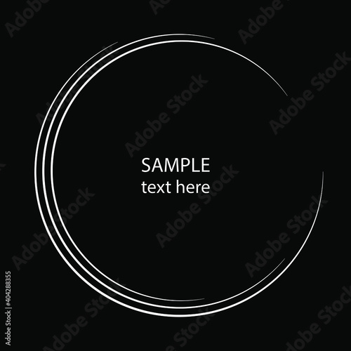 White vector lines in circle form. Geometric art. Design element for frame, logo, blackout tattoo, sign, symbol, web pages, prints, posters, template, pattern and abstract background