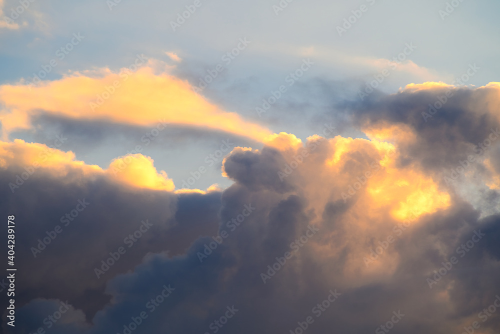 beautiful clouds with blue sky and sun rays