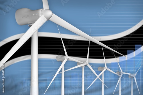 Botswana wind energy power digital graph concept - renewable natural energy industrial illustration. 3D Illustration