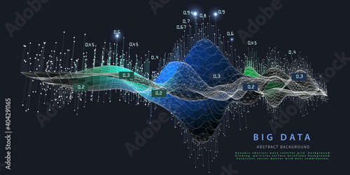 Abstract background with wireframe polygonal algorithm data. Big data. Analytics algorithms data. Quantum cryptography concept.  Banner for business, science and technology.