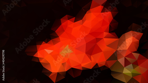 vector abstract irregular polygon background - triangle low poly pattern - color vibrant red and night black