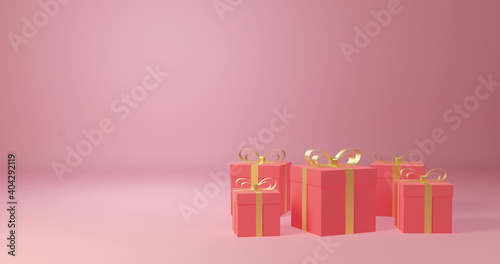 3d rendering Decorative gift box,  love and valentine's day celebrate,