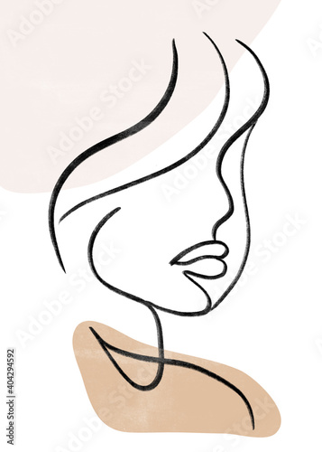 Modern abstract portrait art background Hand draw line art background for paper, cover, fabric, poster, print