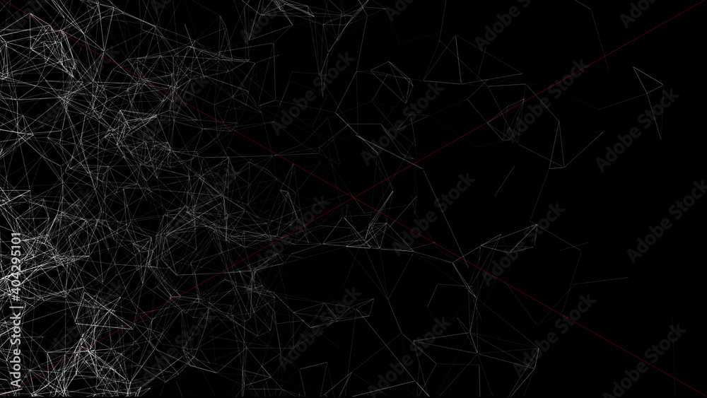 Background with connecting dots and lines. Big data visualization. 3d rendering.