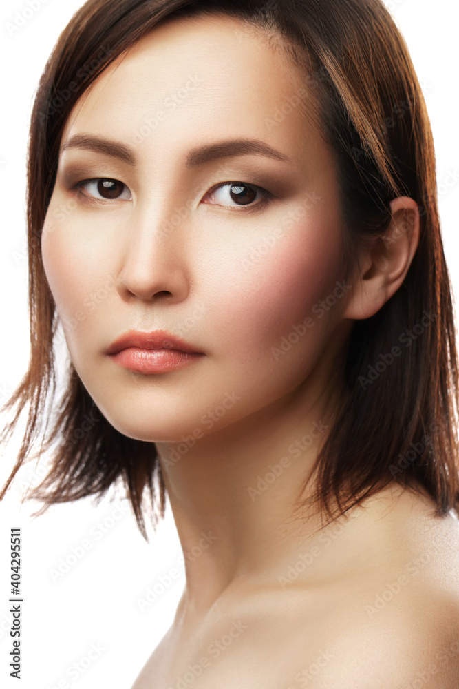Fototapeta premium Portrait of young and beautiful asian woman on white background