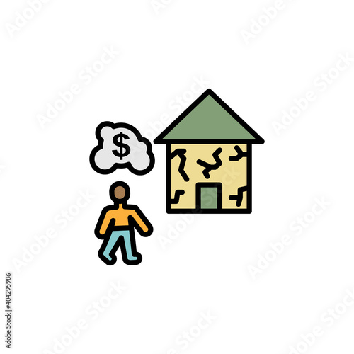 home earthquake migration outline icon. element of migration illustration icon. signs, symbols can be used for web, logo, mobile app, UI, UX
