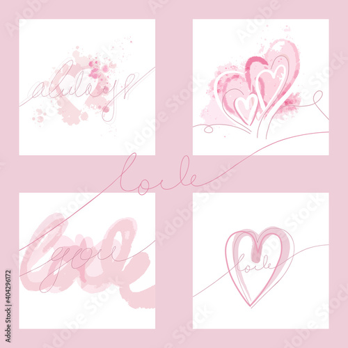 The greeting card with a symbol of love on a white background.