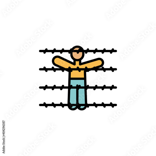 fence migration outline icon. element of migration illustration icon. signs, symbols can be used for web, logo, mobile app, UI, UX