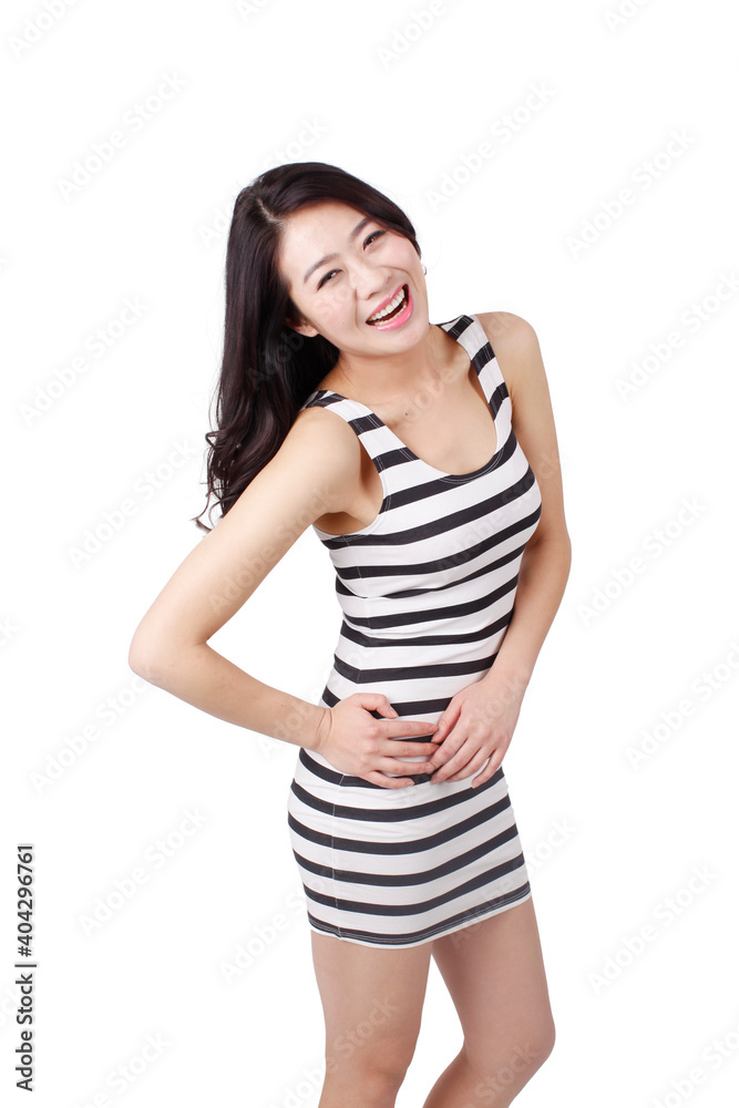 Portrait of a young woman in a striped dress Portrait of a young woman in a striped dress