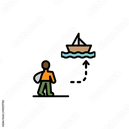 refugee ship migration outline icon. element of migration illustration icon. signs, symbols can be used for web, logo, mobile app, UI, UX
