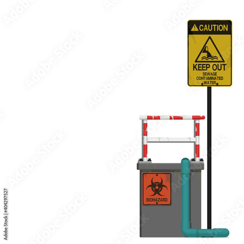 Isolated sewage treatment pool on white background