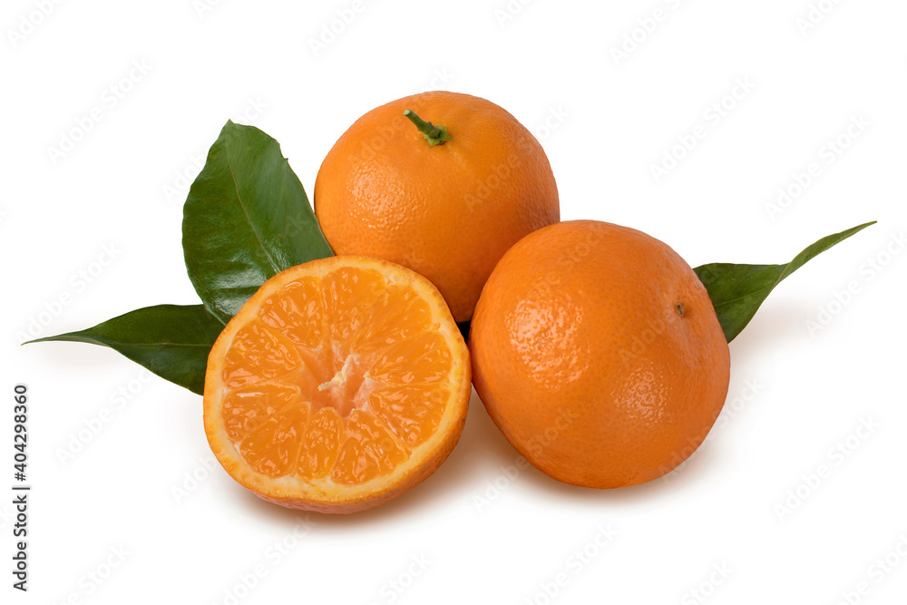 Tangerine with leaf isolated on a white background. Clipping path included. Tangerine with leaf isolated on a white background. Clipping path included.