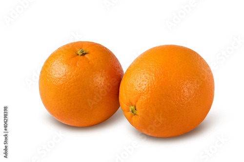 Two orange fruits isolated on a white background with clipping path. 