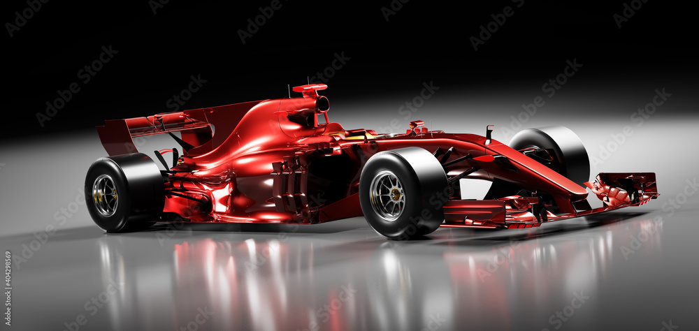Fast red F1 car. Formula one racing sportscar. - obrazy, fototapety, plakaty 