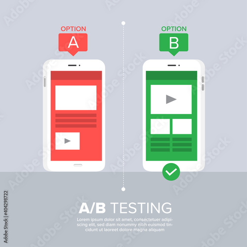 Vector illustrations design concept AB Testing. System Method Modern graphic, Web Banners, Suitable for Diagrams, Infographics. Vector illustrate.
