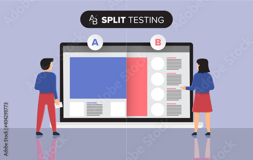 Vector illustrations design concept AB Testing. System Method Modern graphic, Web Banners, Suitable for Diagrams, Infographics. Vector illustrate.