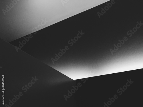 Abstract black and white pattern on a ceiling.