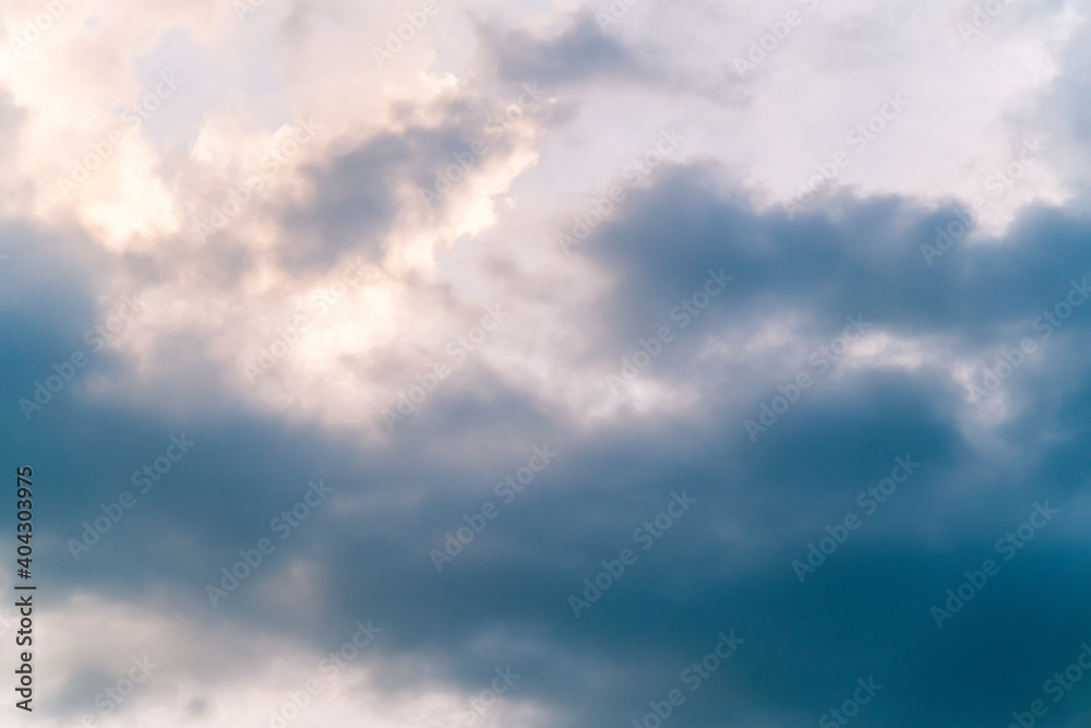 selective focus of soft white clouds against blue sky background.