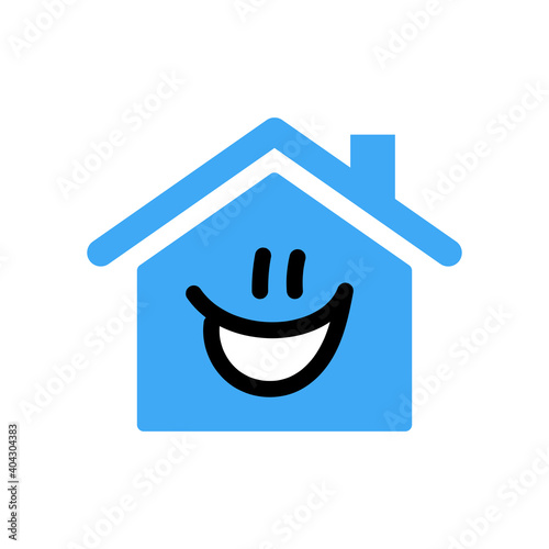 Blaues Haus mit breitem Grinsen, Vektor Grafik