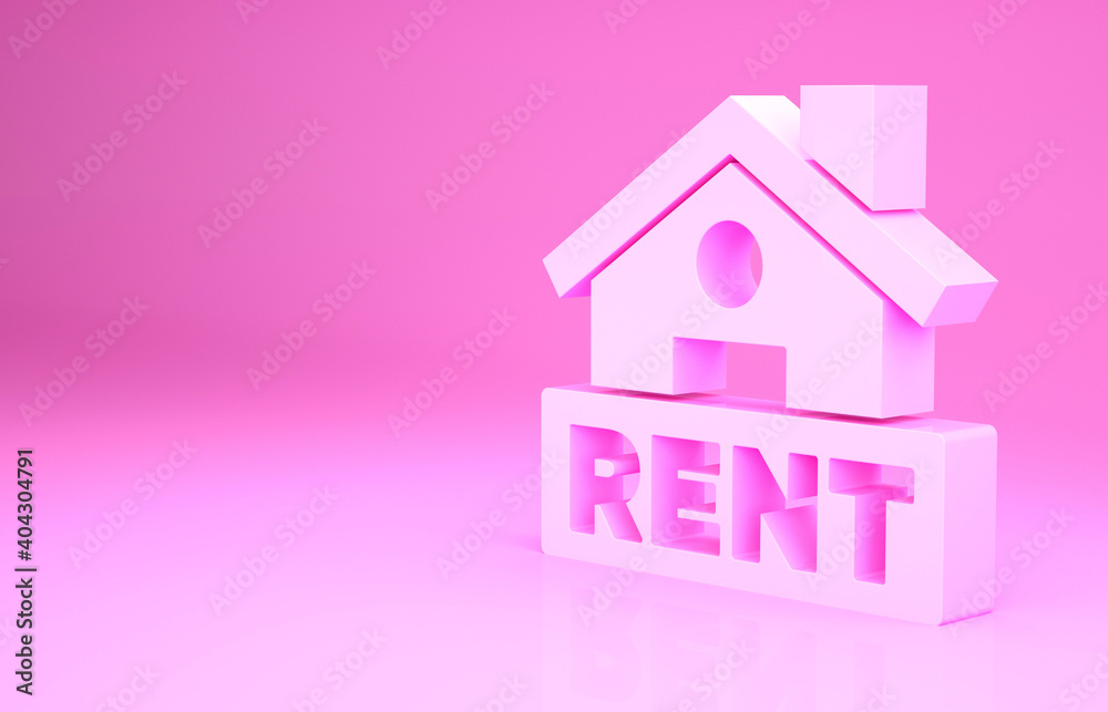 Pink Hanging sign with text Rent icon isolated on pink background. Signboard with text For Rent. Minimalism concept. 3d illustration 3D render. Pink Hanging sign with text Rent icon isolated on pink background. Signboard with text For Rent. Minimalism concept. 3d illustration 3D render.