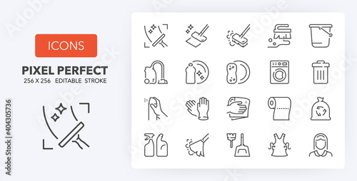 cleaning line icons 256 x 256