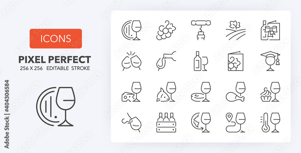 wine line icons 256 x 256