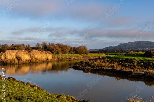 A View along the River Ouse near Lewes in Sussex, on a Sunny WInters Day