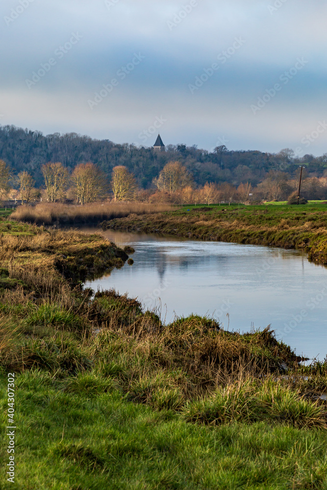 A View along the River Ouse near Lewes in Sussex, on a Sunny WInters Day