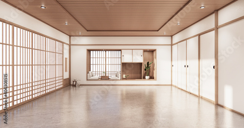 living shelf design in room japanese style minimal design. 3d rendering