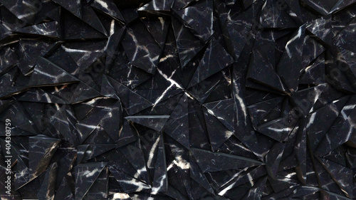 3D render background of abstract marble textured triangle forms.