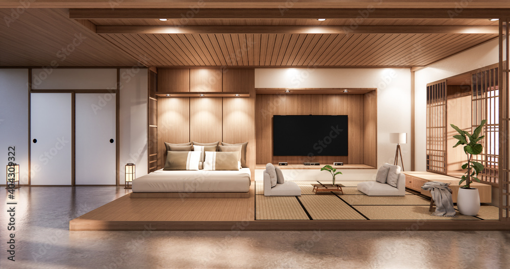 custom made wallpaper toronto digitalBed room japanese design on tropical room interior and tatami mat floor. 3D rendering