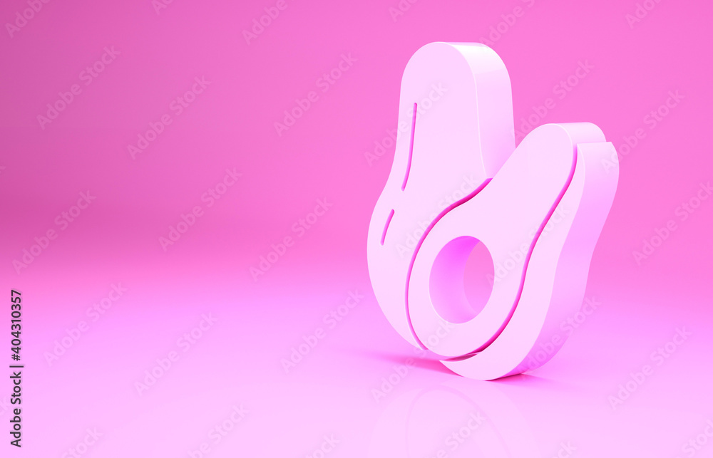 Pink Avocado fruit icon isolated on pink background. Minimalism concept. 3d illustration 3D render. Pink Avocado fruit icon isolated on pink background. Minimalism concept. 3d illustration 3D render.