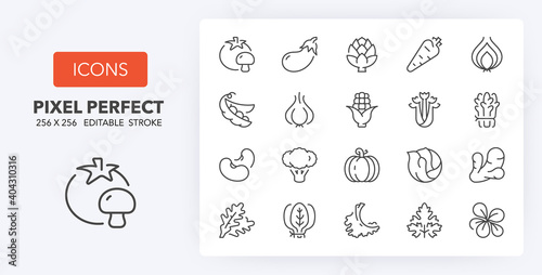 vegetables 1 line icons 256 x 256