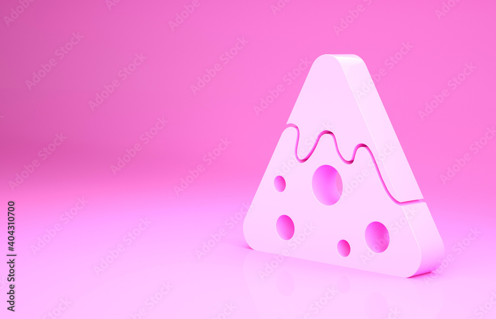 Pink Nachos icon isolated on pink background. Tortilla chips or nachos tortillas. Traditional mexican fast food. Minimalism concept. 3d illustration 3D render.