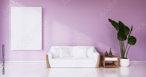 White armchair in living room  pink walls - pink style 3d rendering