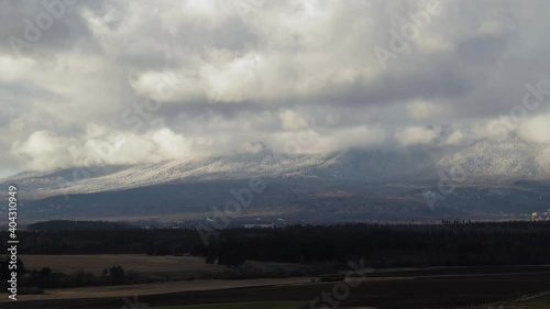 Timelapse of clouds over landscape under High Tatras mountains, Slovakia