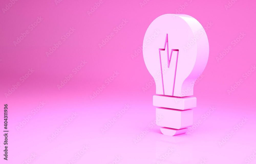 Pink Light bulb with concept of idea icon isolated on pink background. Energy and idea symbol. Inspiration concept. Minimalism concept. 3d illustration 3D render. Pink Light bulb with concept of idea icon isolated on pink background. Energy and idea symbol. Inspiration concept. Minimalism concept. 3d illustration 3D render.