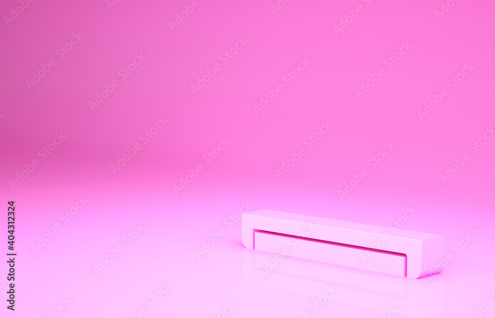 Pink Long luminescence fluorescent energy saving lamp icon isolated on pink background. Minimalism concept. 3d illustration 3D render. Pink Long luminescence fluorescent energy saving lamp icon isolated on pink background. Minimalism concept. 3d illustration 3D render.