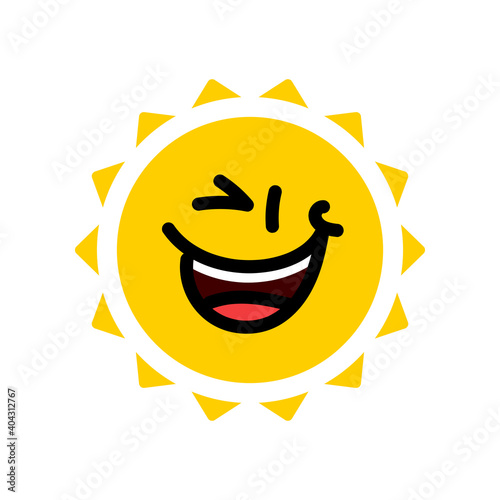 Lachende Sonne mit breitem Grinsen, Vektor Grafik
