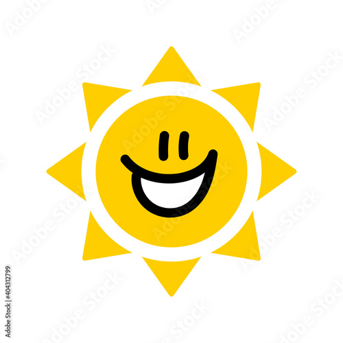 Glückliche Sonne mit breitem Grinsen, Vektor Grafik