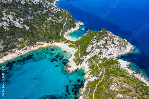 Corfu, Greece. Aerial view of Porto Timoni beach.