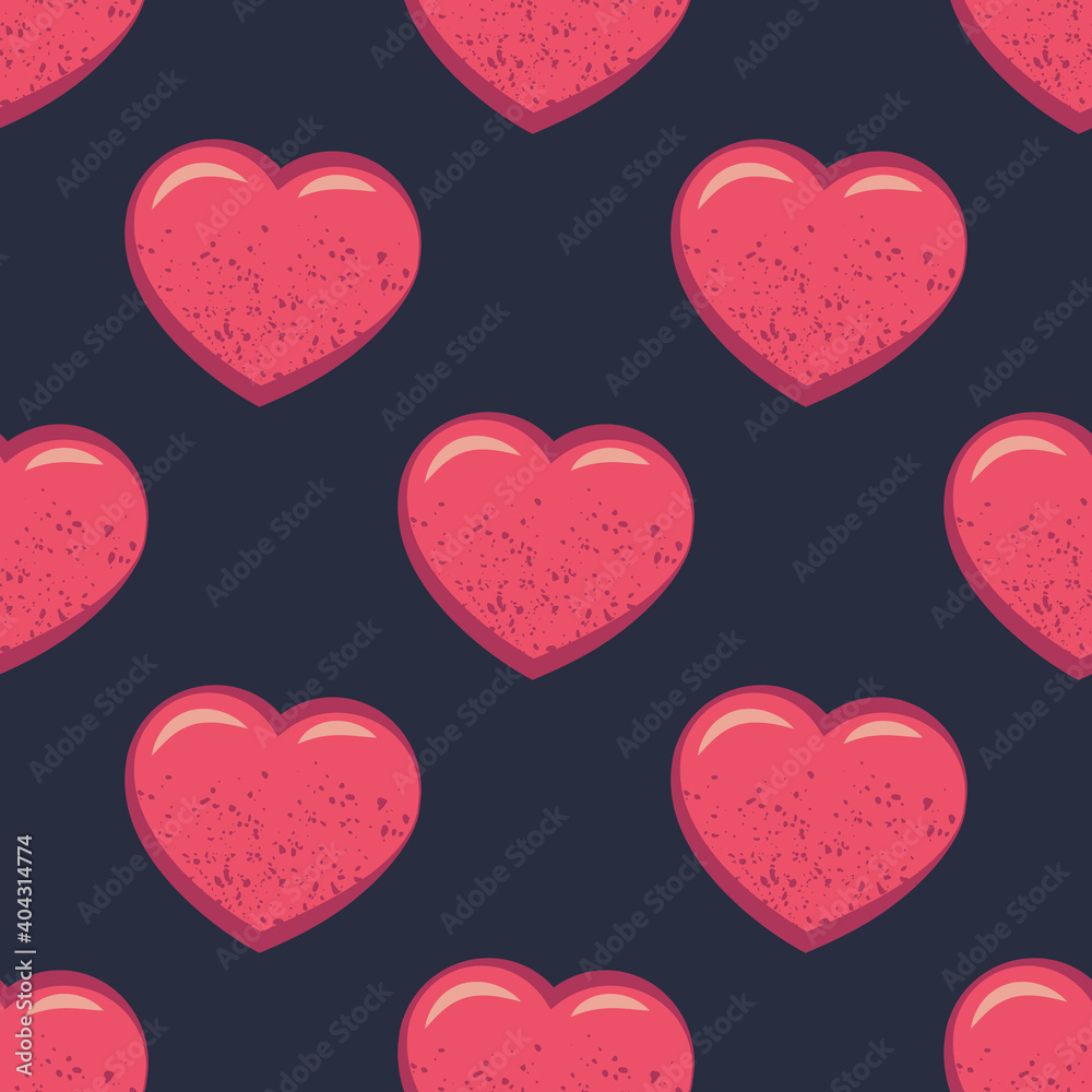 Abstract seamless pattern of hearts. Valentines Day theme. Repeating textile wallpaper for boys and girls.