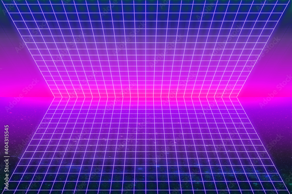 Hình nền synthwave phát sáng thập niên 80 màu hồng tím gradient là lựa chọn tuyệt vời cho những ai yêu thích phong cách retro, đậm chất thập niên