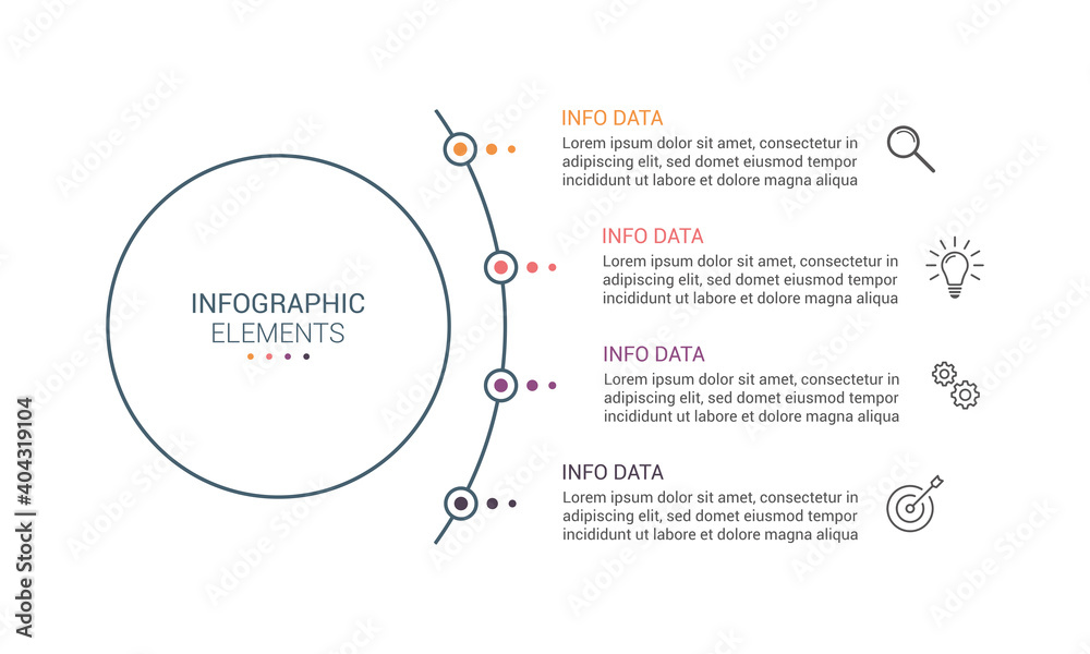 Business infographic with 4 steps or options. Infographic with icons. Process diagram, workflow, flow chart. Business infographic with 4 steps or options. Infographic with icons. Process diagram, workflow, flow chart.