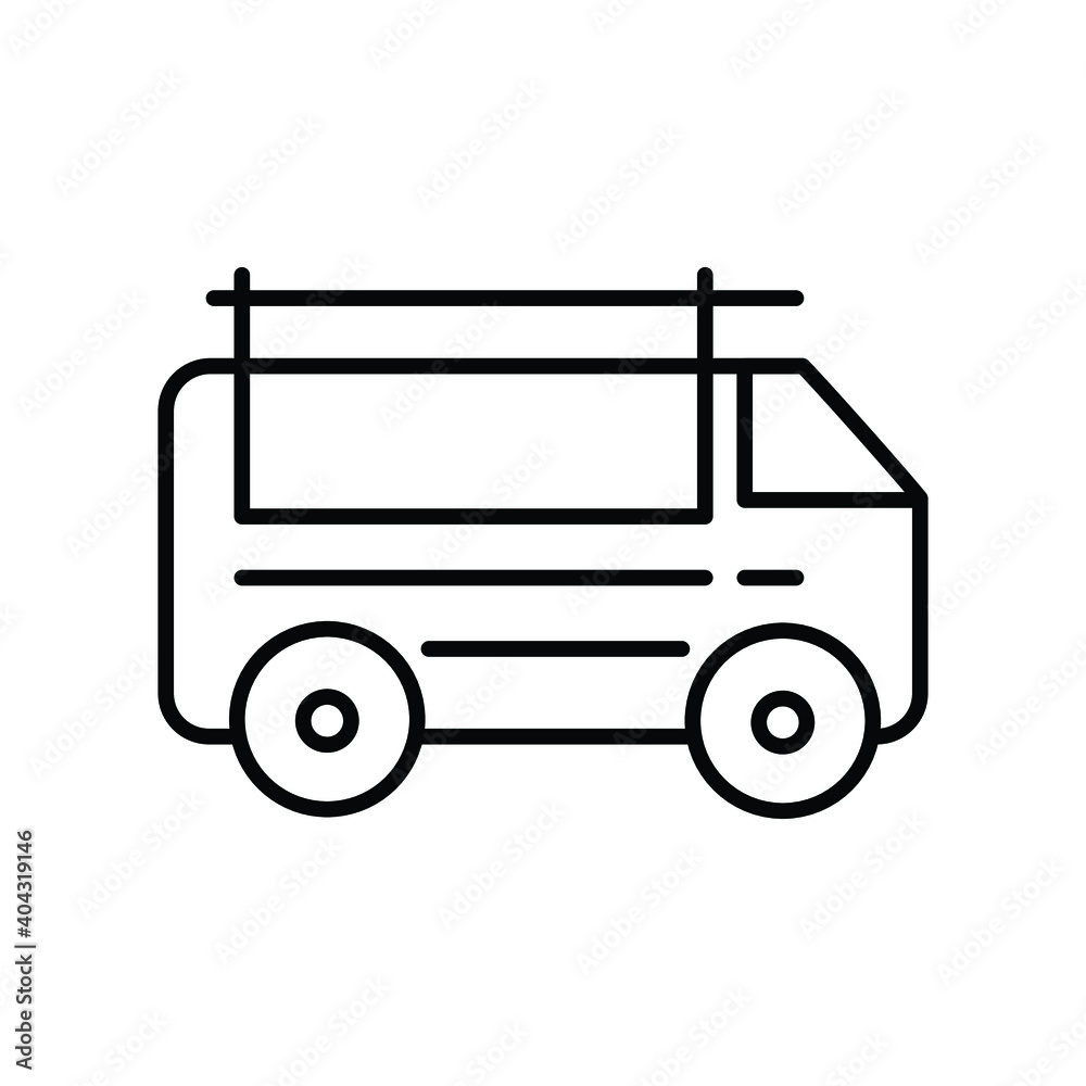 Van with roof carrier Transportation Vehicle line icon Van with roof carrier Transportation Vehicle line icon