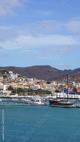 the view of Mindelo from a ferry, on the island Sao Vicente, Cabo Verde, in the month of December © Miriam